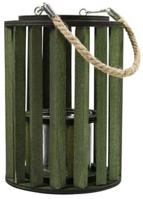 Zelená drevená lampáš Grass - Ø 15 * 20cm