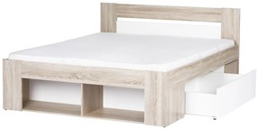 Dvoulůžková postel Milo 09 160/200 s nočními stolky a zásuvkami dub sonoma/bílá
