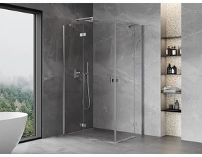 Mexen Mist-H Duo, 2-krídlový výklopný sprchový kút 115 x 105 cm, číre sklo, chrómový profil, 8A5-115L-105P-01-00