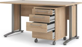 Psací stůl Officer 80400/35 150 cm s kontejnerem dub Sonoma/stříbrný