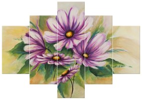 Gario Ručne maľovaný obraz Kvety a zeleň - 5 dielny Rozmery: 100 x 70 cm