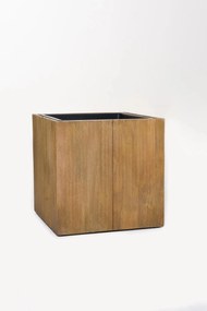 Kvetináč BLOCK, výška 33 cm, akácie, hnedý
