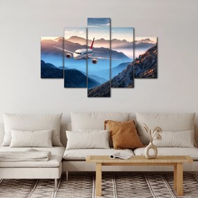Obraz - Lietadlo nad vrcholmi hôr (150x105 cm)