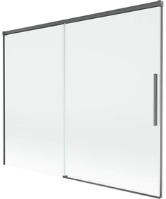 Mexen Rox, 2-krídlová posuvná vaňová zástena 190 x 150 cm, 8mm číre sklo, brúsený grafit profil, 8C9-190-001-66-00