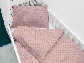 Biante Detské posteľné obliečky do postieľky Minky 3D bodky MKP-051 Staroružové Do postieľky 100x135 a 40x60 cm