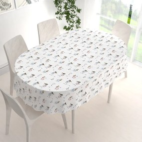 Biante Detský bavlnený oválny obrus Sandra SA-261 Krasokorčuliarky na krémovom 130x200 cm