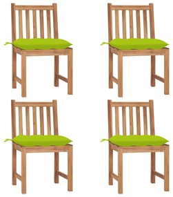 Záhradné stoličky 4 ks s podložkami tíkový masív