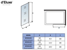 D‘Eluxe - SPRCHOVÉ ZÁSTENY - Sprchová zástena WALKER WF49X 0-140xcm sprchové zásteny Walk In čierne dymové 10 čierna univerzálna - ľavá/pravá 90cm 120 200 120x200