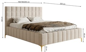Manželská posteľ 180 cm Sheldona 180 (s roštom) (s úl. priestorom) (tmavosivá + zlatá). Vlastná spoľahlivá doprava až k Vám domov. 1099760