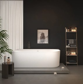 Erga Marina, rohová voľne stojaca vaňa 150x75 cm + odtoková zátka, ľavá, biela lesklá, ERG-MARINA-150075L-WH-WH