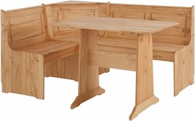 Set rohovej lavice a jedálenského stola z masívneho borovicového dreva Støraa Samantha