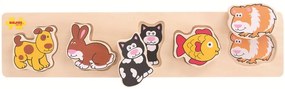 Bigjigs Baby Drevené vkladacie puzzle domáce zvieratá