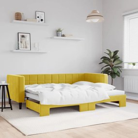 Denná posteľ s rozkladacou posteľou žltá 80x200 cm zamat 3196689