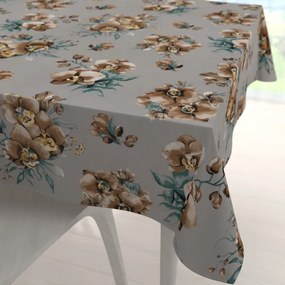 Biante Bavlnený štvorcový obrus Sandra SA-622 Hnedé orchidey na sivom 140x140 cm
