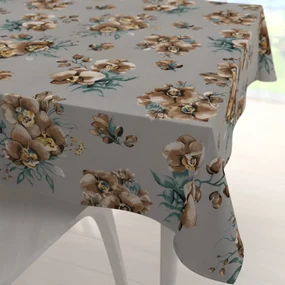 Biante Bavlnený štvorcový obrus Sandra SA-622 Hnedé orchidey na sivom 140x140 cm