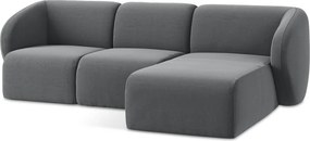 Sivá zamatová rohová pohovka (pravý roh/s leňoškou) Lani – Makamii