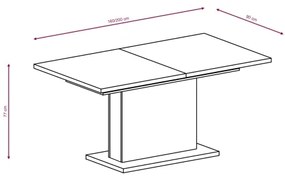 Rozkladací jedálenský stôl STRAP biely