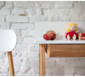 Biely písací stôl s podnožím z jaseňového dreva Ragaba Luka, dĺžka 65 cm