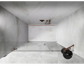 Mexen Lunar-B, ľavé otočné sprchové dvere 115 cm, 8mm číre sklo, ružové zlato profil, 832S-115-050-60-00-L