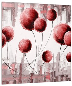 Abstraktný obraz - červené balóniky (30x30 cm)