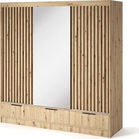 Šatní skříň Voodi se zrcadlem 180 cm dub Artisan