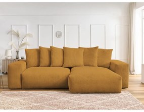 Menčestrová rozkladacia/s úložným priestorom rohová pohovka v horčicovej farbe Voltaire – Bobochic Paris