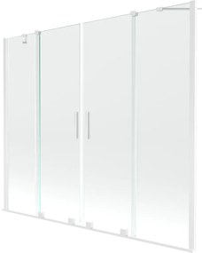 Mexen Velar Duo, 2-krídlová posuvná vaňová zástena 180 x 150 cm, 8mm číre sklo, biely profil, 896-180-000-02-20