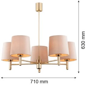 Argon 2105 - Luster na tyči PONTE 5xE27/15W/230V mosadz/béžová