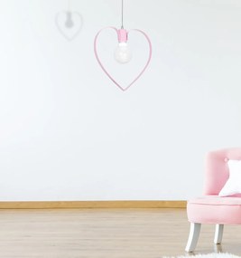 Detské závesné svietidlo Amore, 1x ružové kovové tienidlo, p