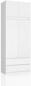Skriňa s nadstavcom S 90 cm 2D 2SZ CLP biela, lesk