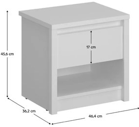 Kondela Nočný stolík 1S, biela, ERODIN