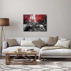 Sklenený obraz - Vodopády v jesennej krajine (70x50 cm)