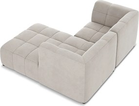 Béžová zamatová rohová pohovka (pravý roh/s leňoškou) Aloha – Makamii