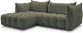 Zelená rohová pohovka z textílie buklé (ľavý roh/s leňoškou) Azra – Bobochic Paris