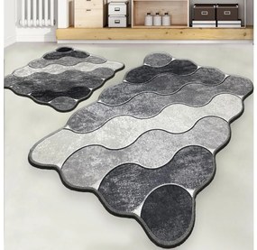 SADA 2x Kúpeľňová predložka CIRCLE 60/100 cm šedá