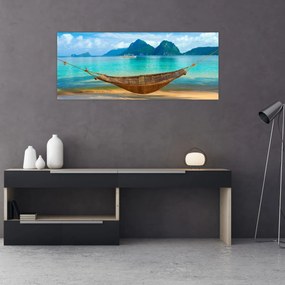Obraz - Hojdacia sieť na pláži (120x50 cm)