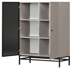 Vitrína Lorini 100 cm na stojane - kašmírová / čierna úchytka G