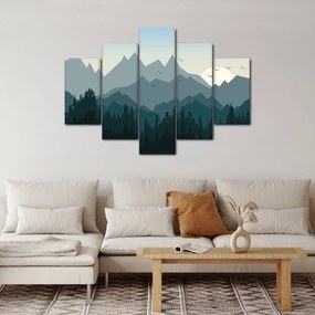 Obraz - Hory pohľadom grafika (150x105 cm)