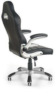 Herná stolička LOTUS — umelá koža, čierna / šedá