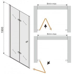 Mexen LIMA sprchové skladacie dvere ku sprchovému kútu 95 cm, 856-095-000-01-00