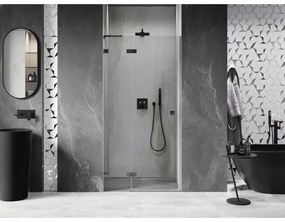 Mexen, Mexen Lunar L výklopné sprchové dvere ľavé 85 cm, priehľadné, pištoľovo sivá kartáčovaná - 834L-085-000-66-00-L