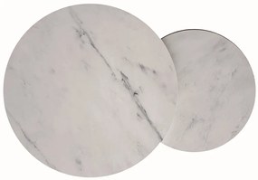 Sada konferenčných stolíkov GLEN - biely mramor / zlatá