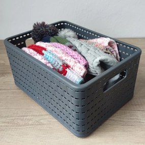 2. akosť - Plastový košík COUNTRY, rovný, antracit (11l - 33x24x16)