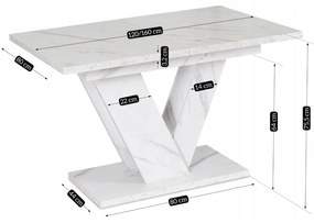 Jedálnský rozkladací stôl ARES biely mramor- vintino.sk