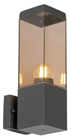 Moderná vonkajšia nástenná lampa tmavosivá s dymovým sklom - Malios