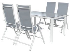 Livarno home Hliníkový záhradný stôl Houston + Hliníkové kreslo Houston s vysokým operadlom, 4 kusy  (800008273)