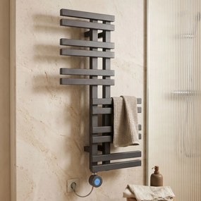 Rea Rido, elektrický kúpeľňový radiátor 400 W s termostatom, sivá, 985x495x110 mm, REA-30042