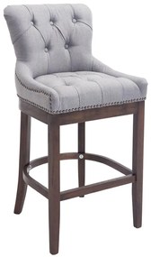 Barová stolička Buckingham látka, drevené nohy tmavá antik - Svetlo sivá
