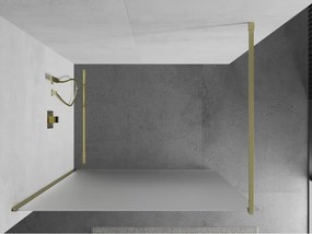 Mexen Kioto, sprchová zástena Walk-In 70 x 200 cm, 8mm sklo námraza, zlatý matný profil, 800-070-101-55-30