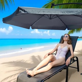 Záhradný slnečník 3,5 m so solárnym LED osvetlením – grafitový, UV50+